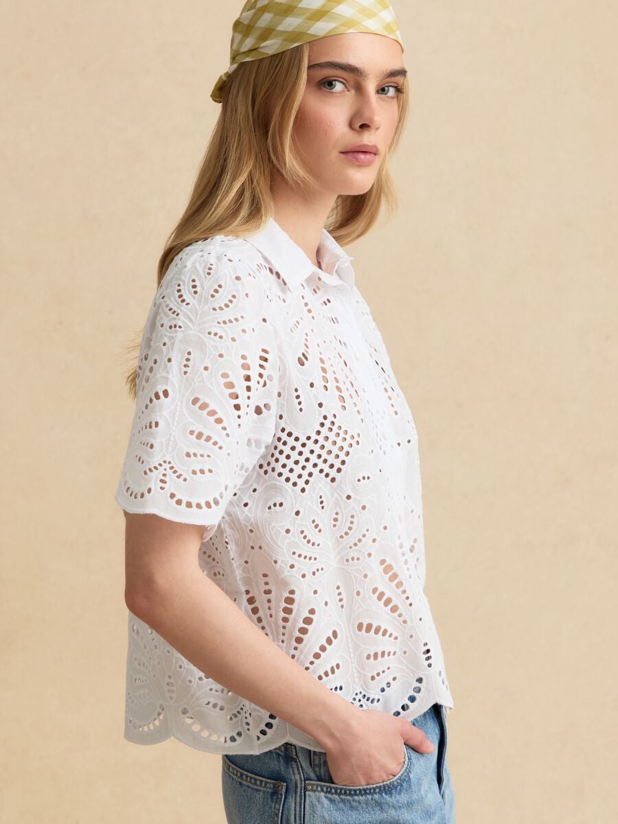 Camicia bianca in puro cotone sangallo_0