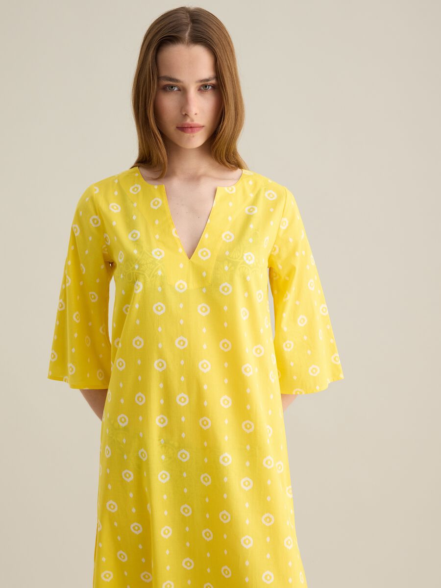 Abito lungo da donna in puro cotone multicolor_1