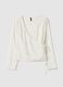 White V-neck pure viscose top regular fit_4