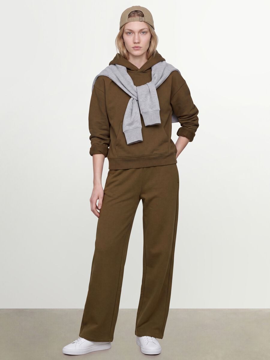 Felpa verde in misto cotone con cappuccio regular fit_2