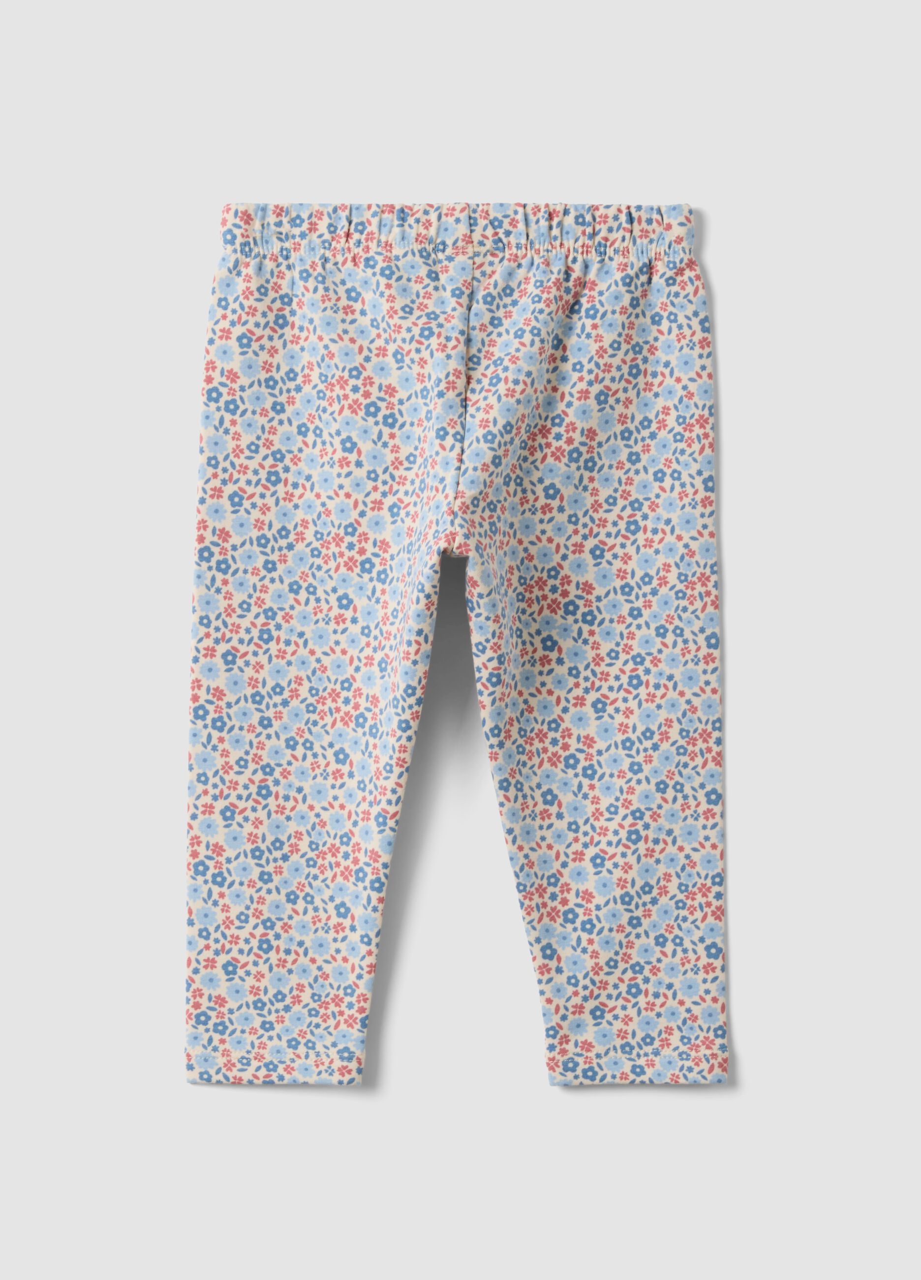 Grey floral stretch cotton leggings