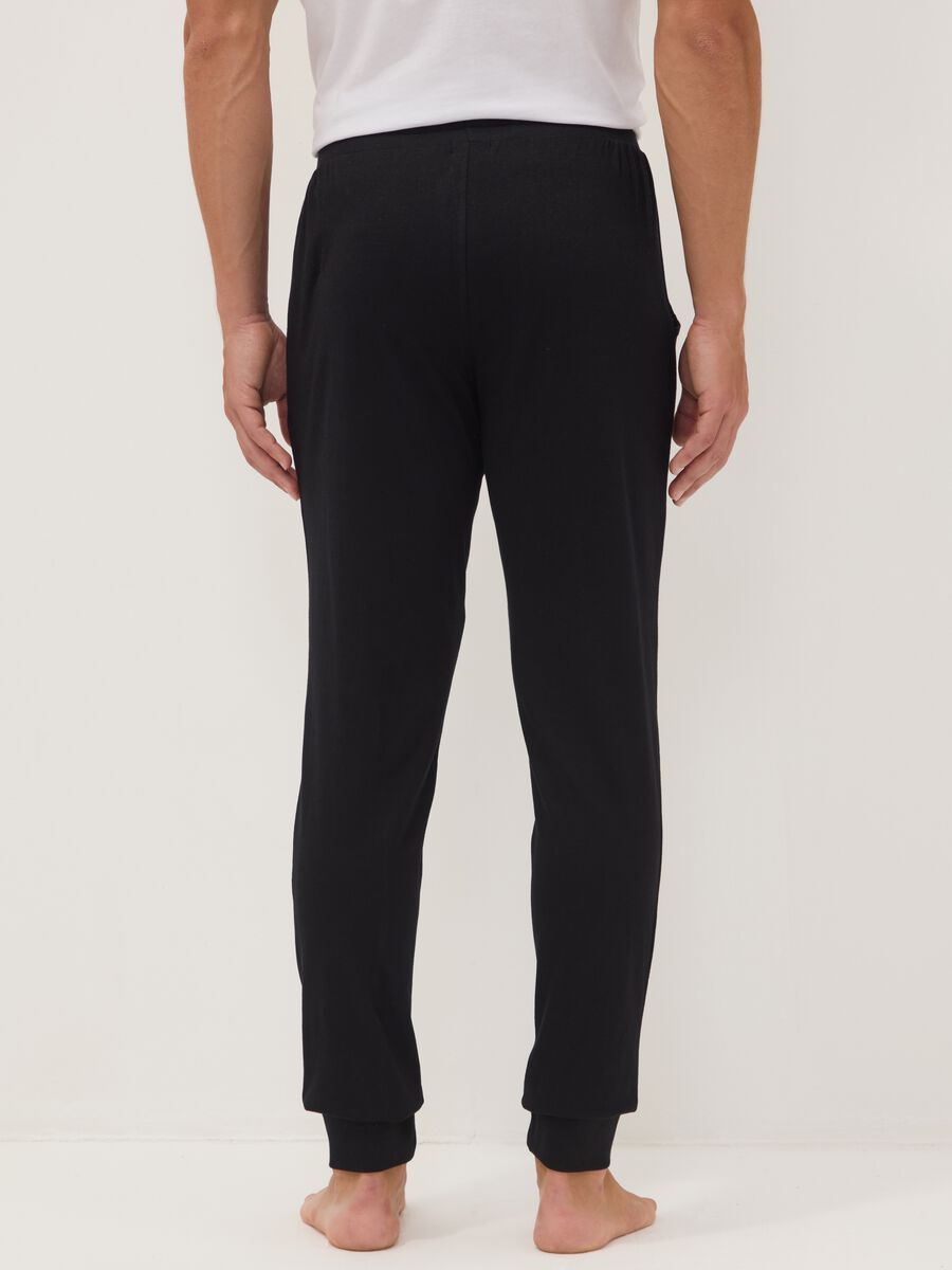 Pantaloni pigiama blu in cotone organico con vita elasticizzata_2