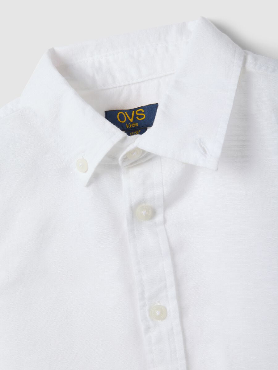 Boys' white linen-cotton blend shirt regular fit_2
