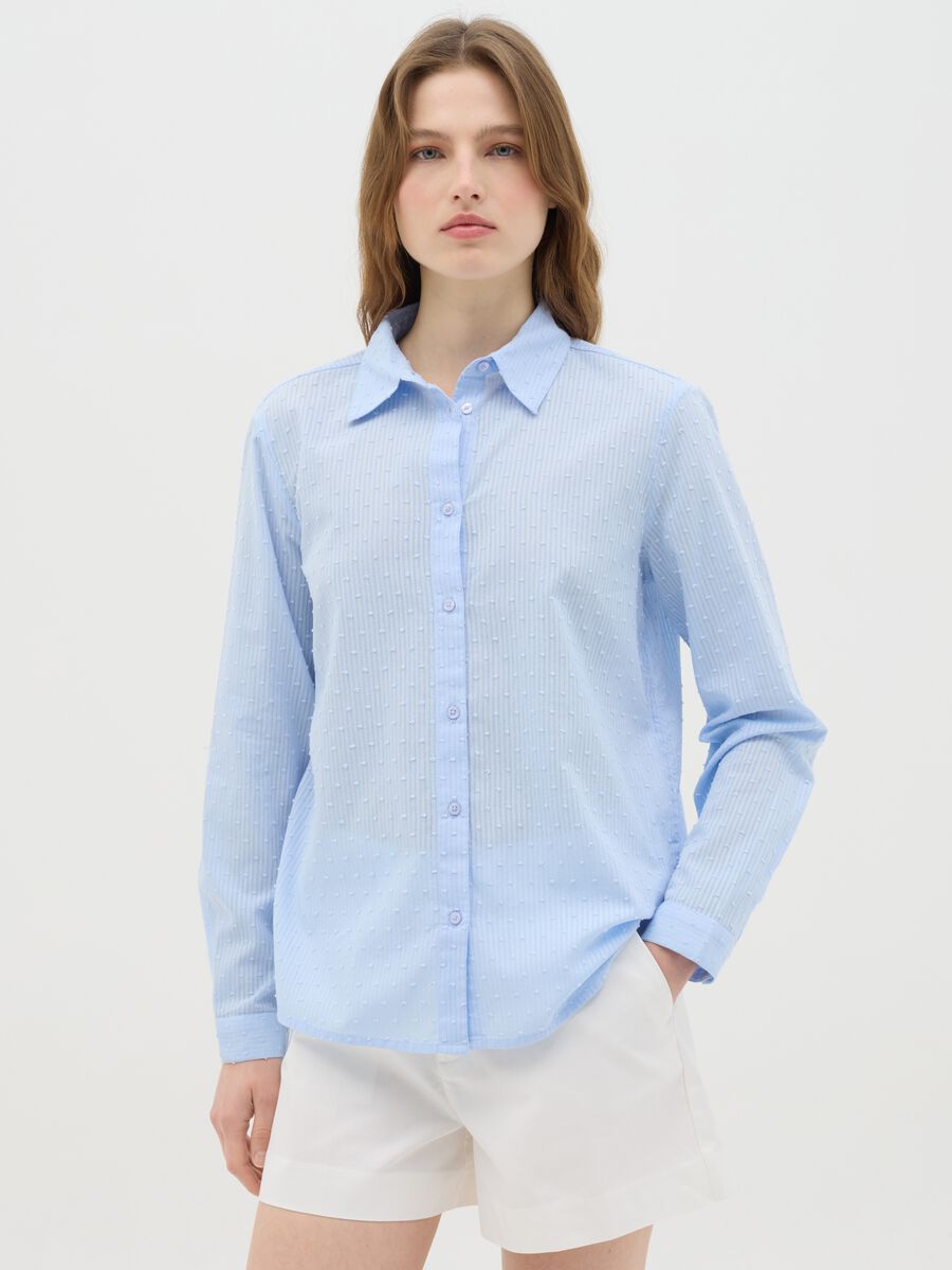 Women’s light blue shirt in 100% cotton with regular fit_0