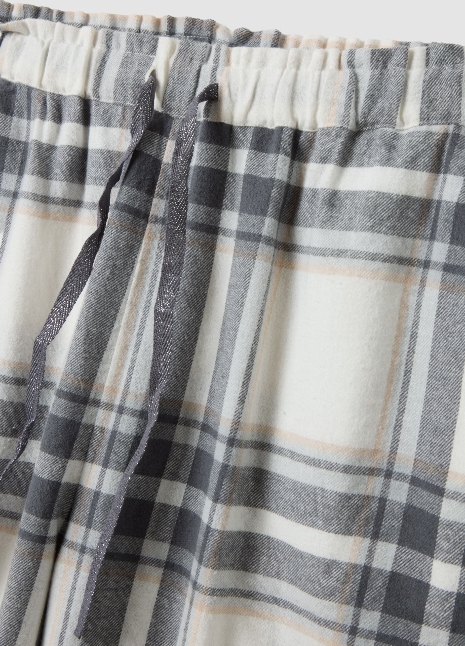 White checked organic pure cotton flannel pyjama bottoms