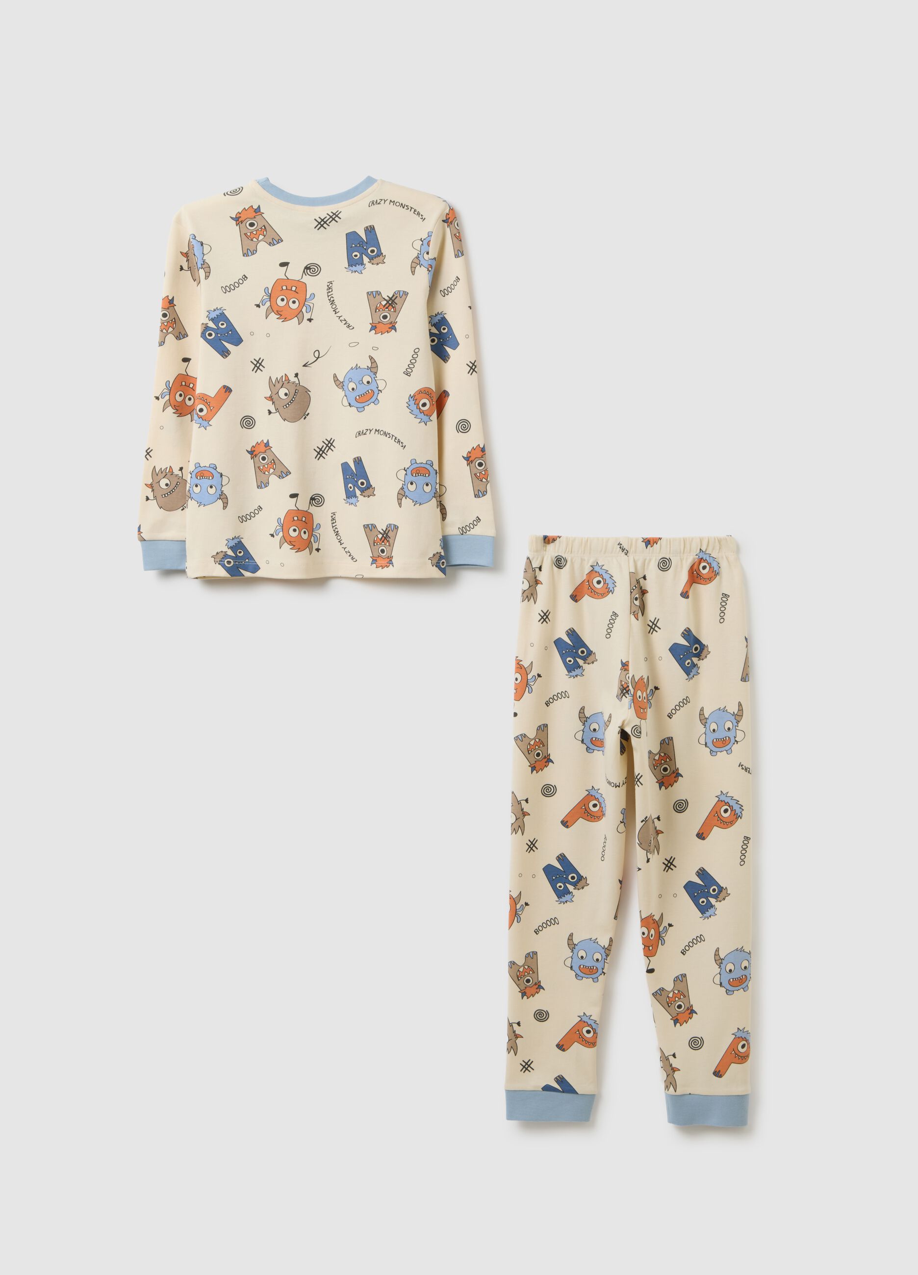 Children's beige pure cotton pyjamas regular fit