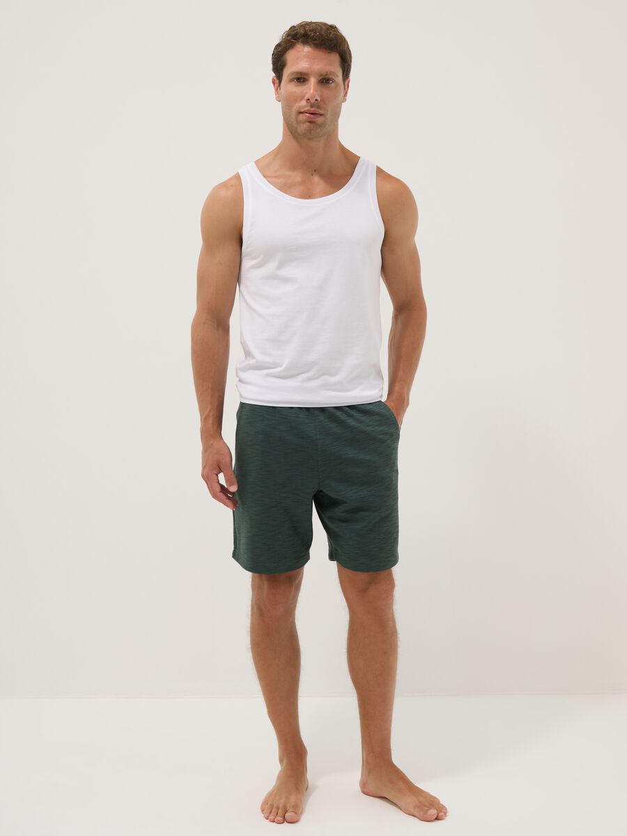 Pantaloncini pigiama in misto cotone verdi regular fit_0
