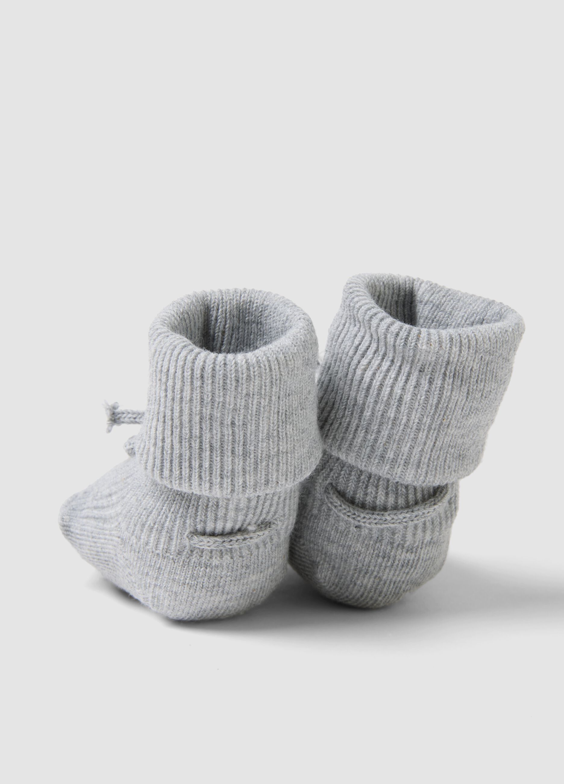 Grey organic cotton ribbed booties