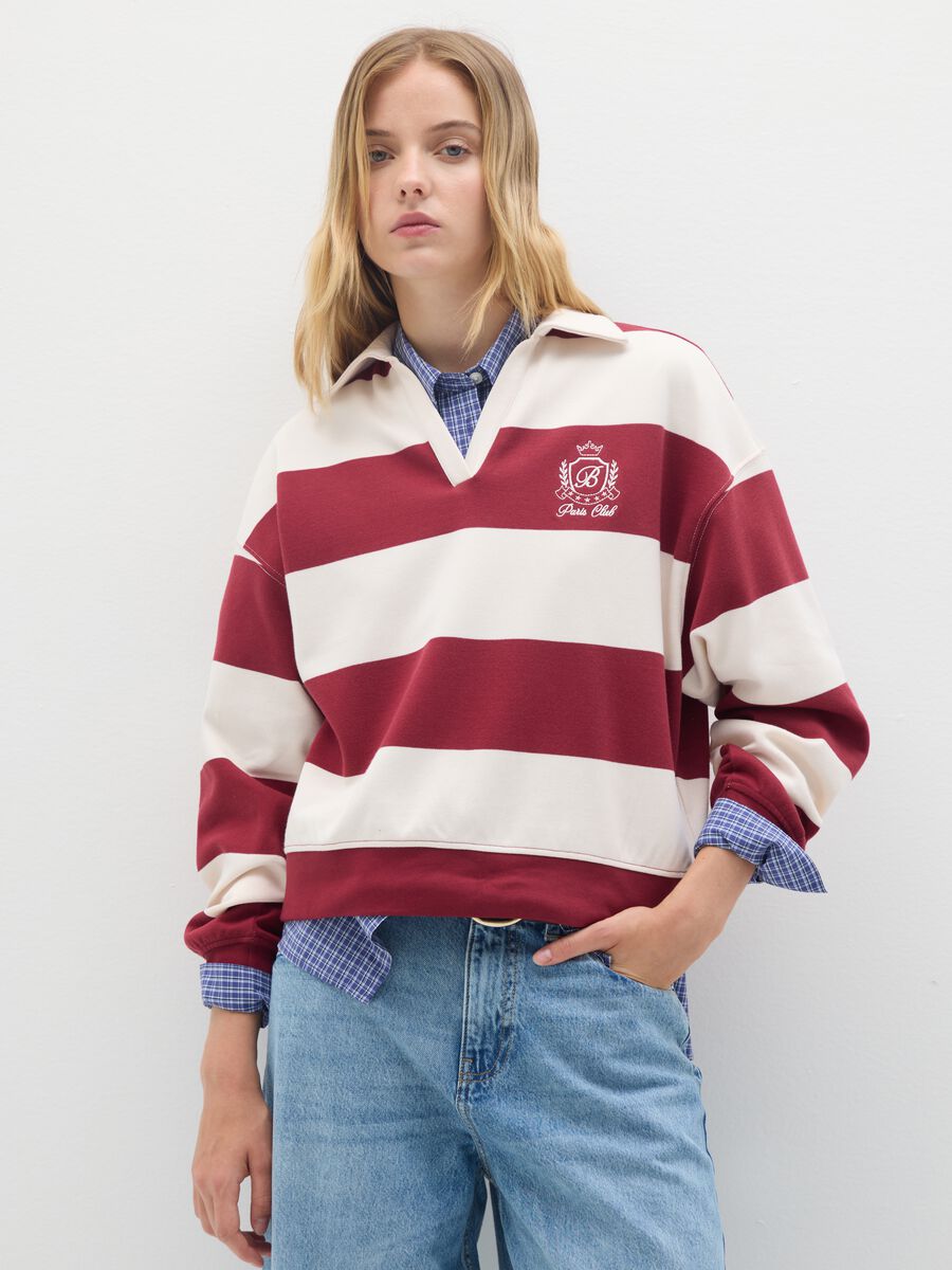 Regular fit striped cotton blend sweatshirt_0