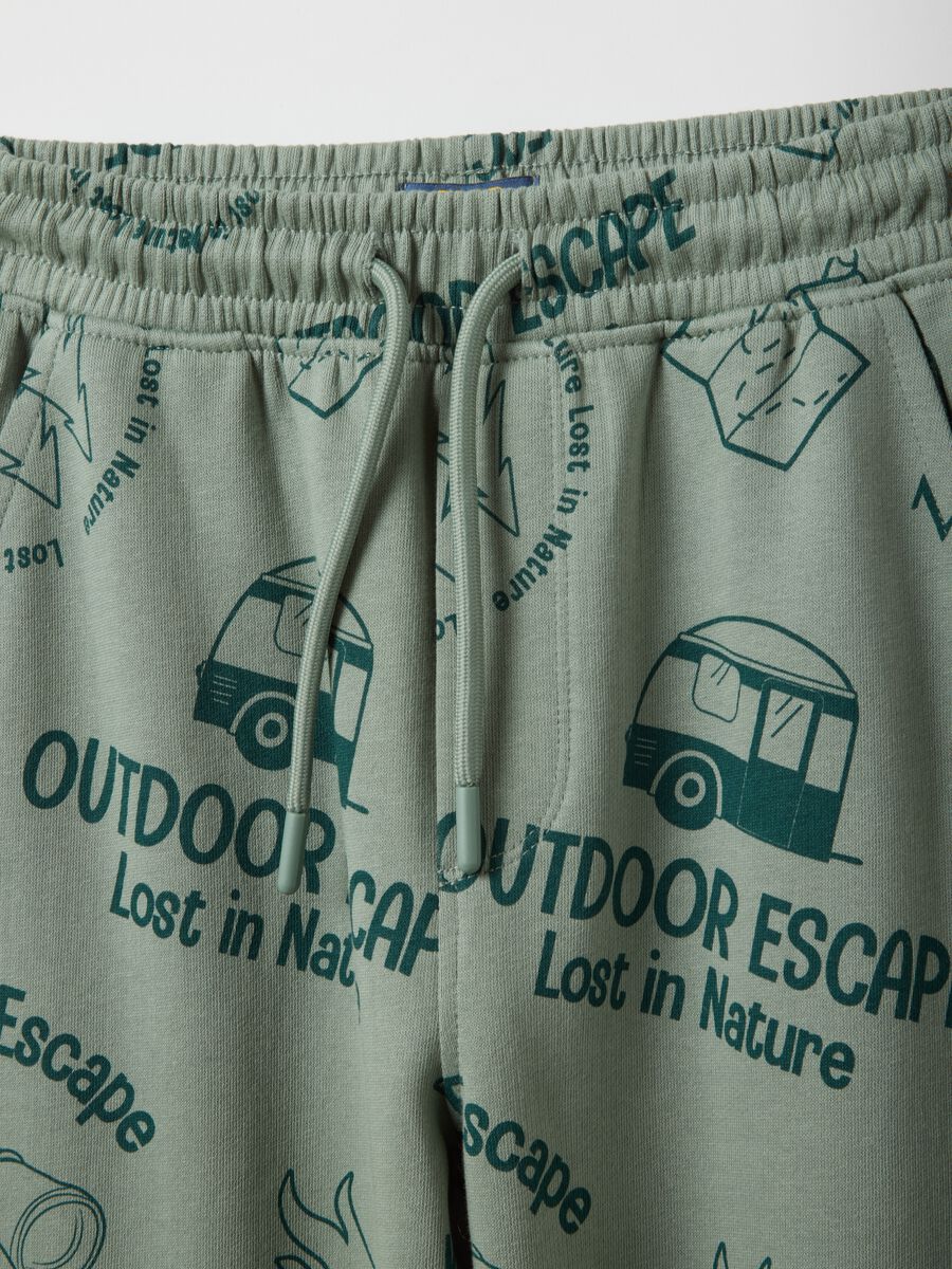 Children's green pure cotton regular fit trousers with print_2