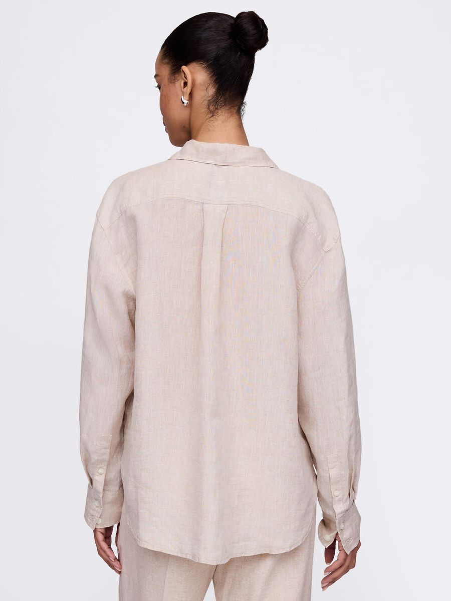 Camicia in lino beige Gap_2