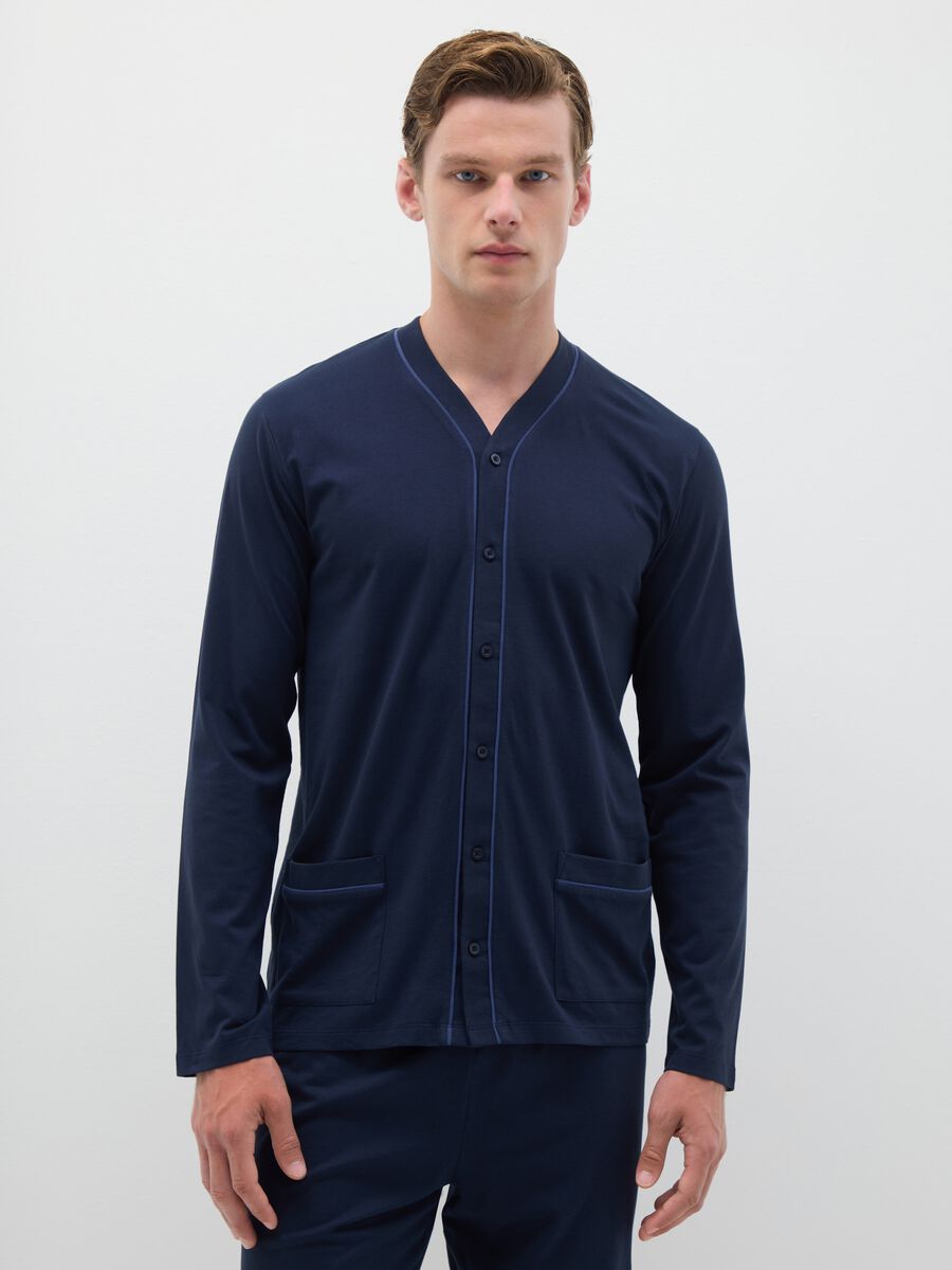 Regular fit blue pure cotton pyjamas_1