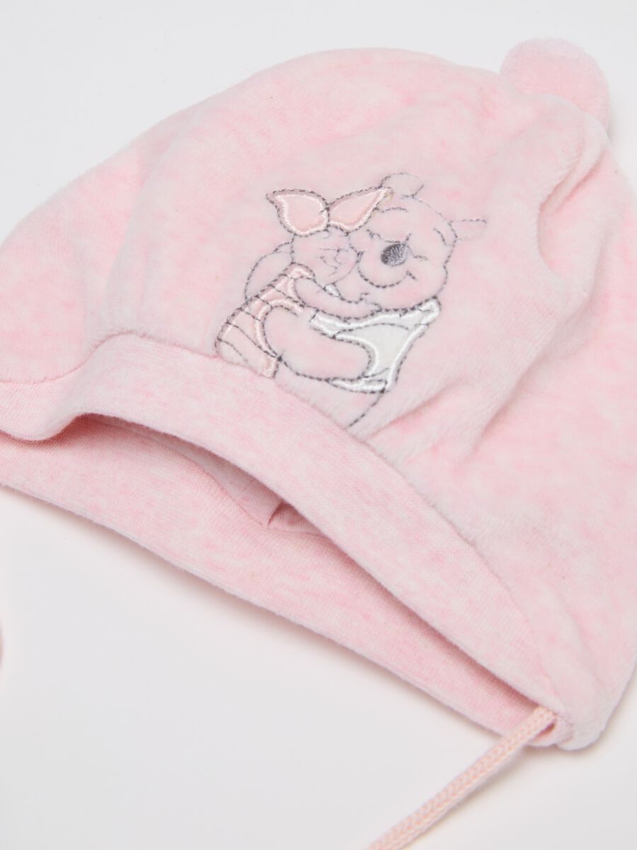 Pink hat and booties set in pure cotton regular fit with embroidery_1