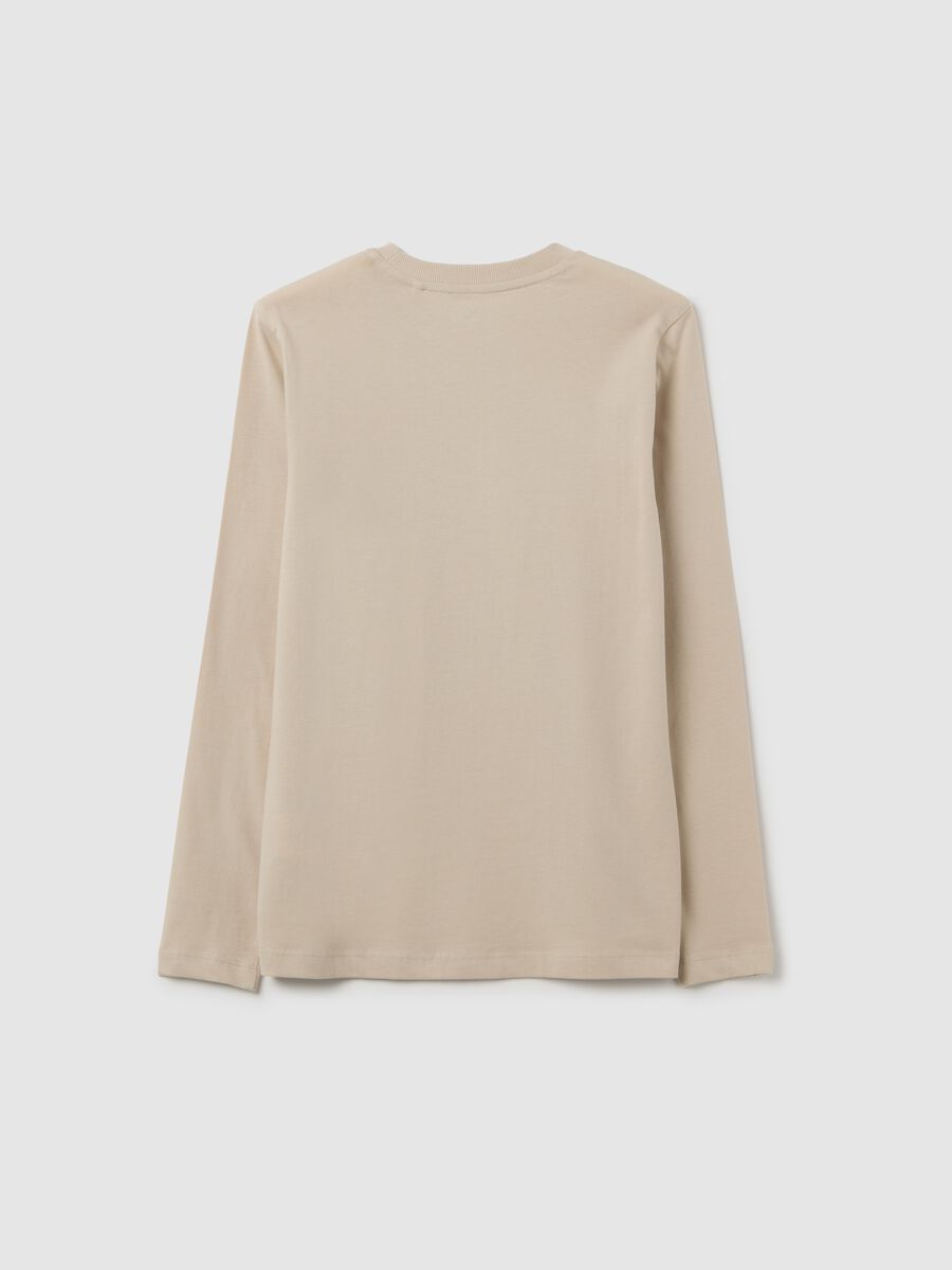 Maglia da ragazzo in puro cotone beige regular fit_4