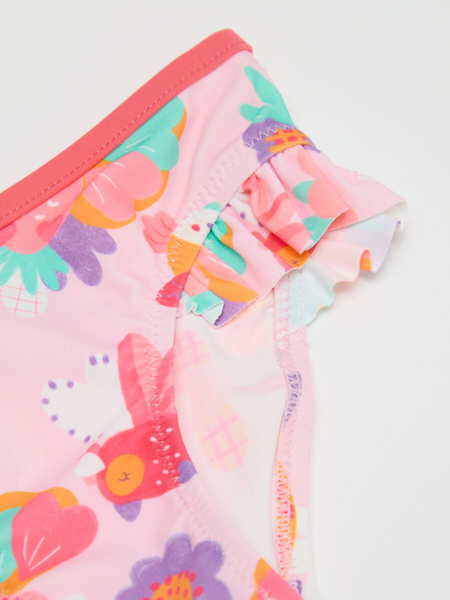 Girls’ bikini in multicoloured stretch fabric with floral print_3