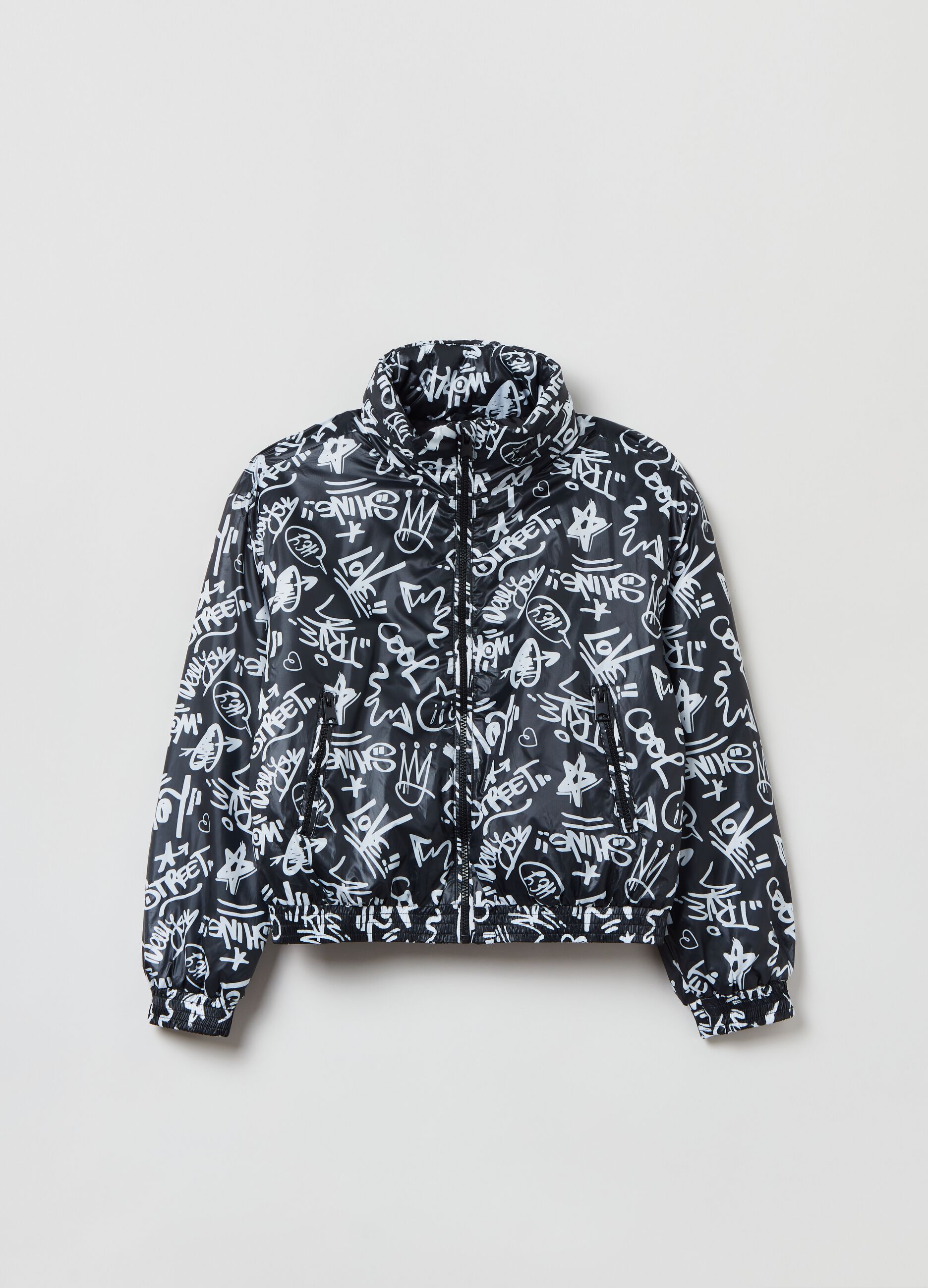 Bomber imbottito con stampa lettering
