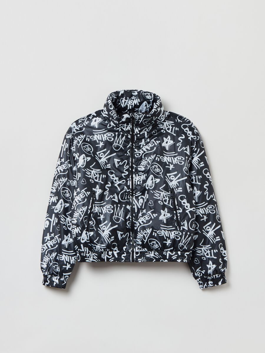Bomber imbottito con stampa lettering_0