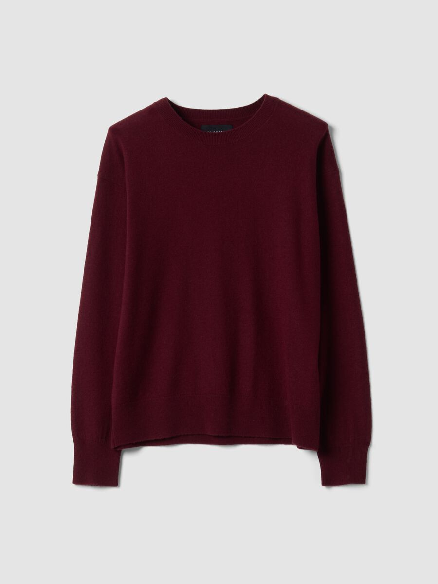 Maglia viola in pura lana a girocollo over fit_4