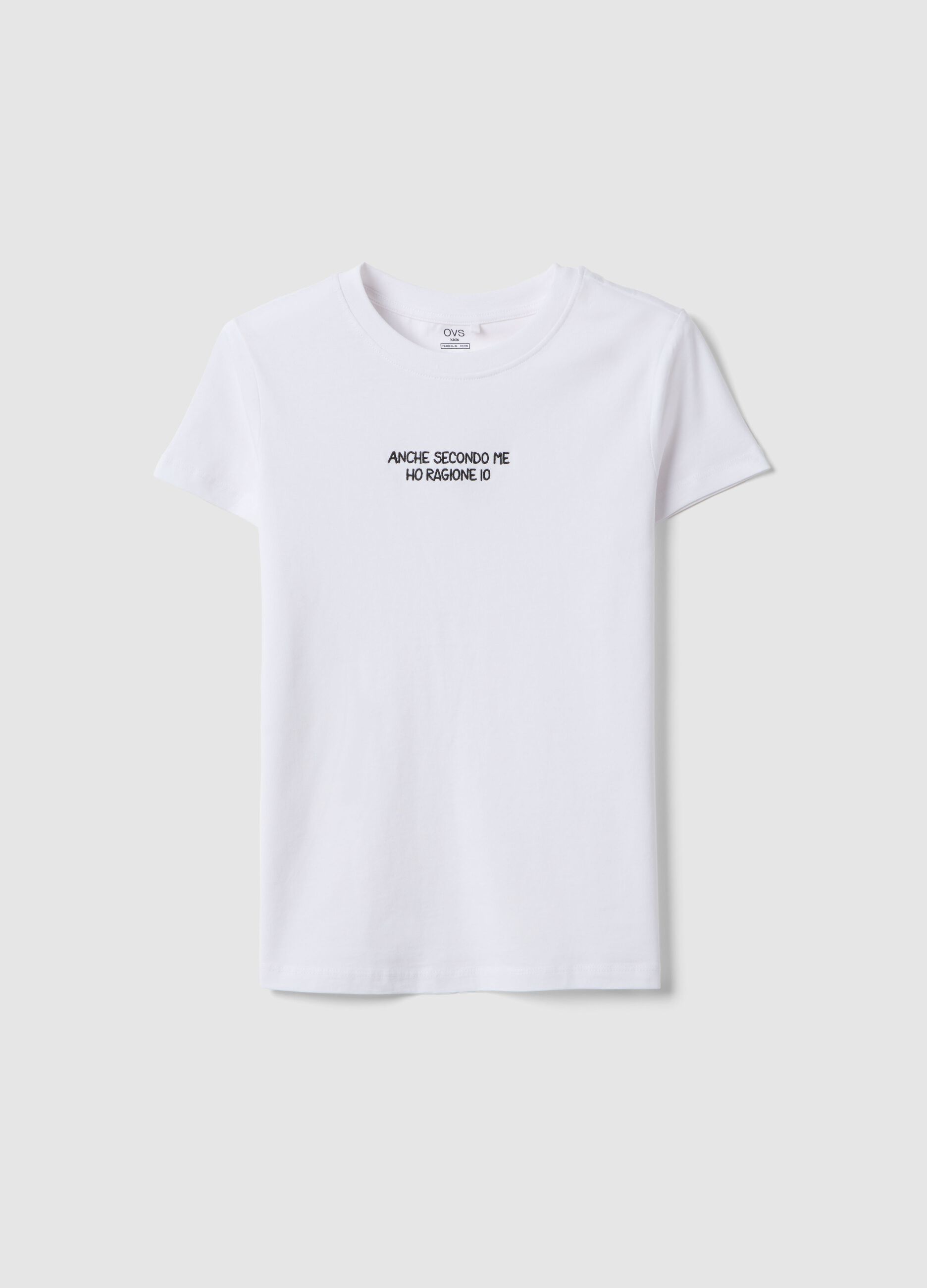 T-shirt in puro cotone bianca da ragazza regular fit con scritta