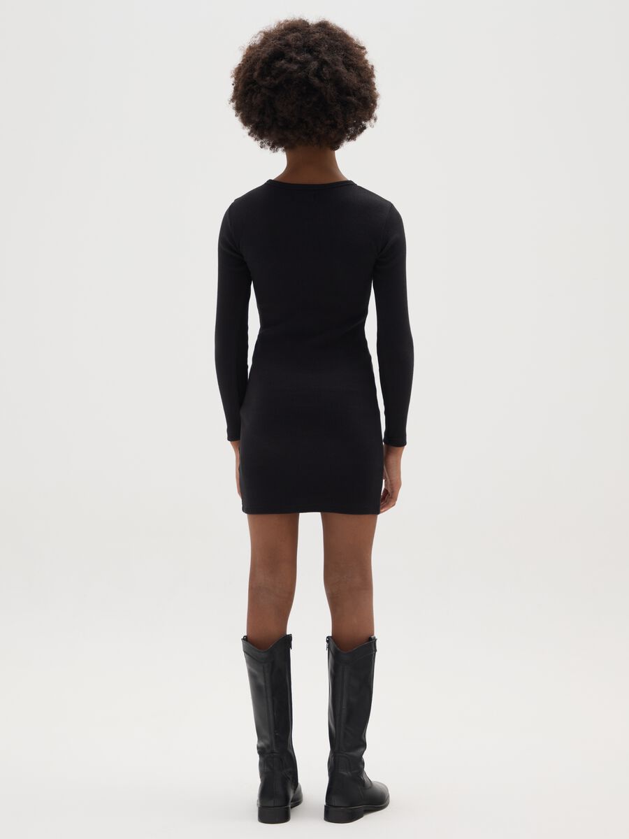 Girls' dress in black stretch cotton_2