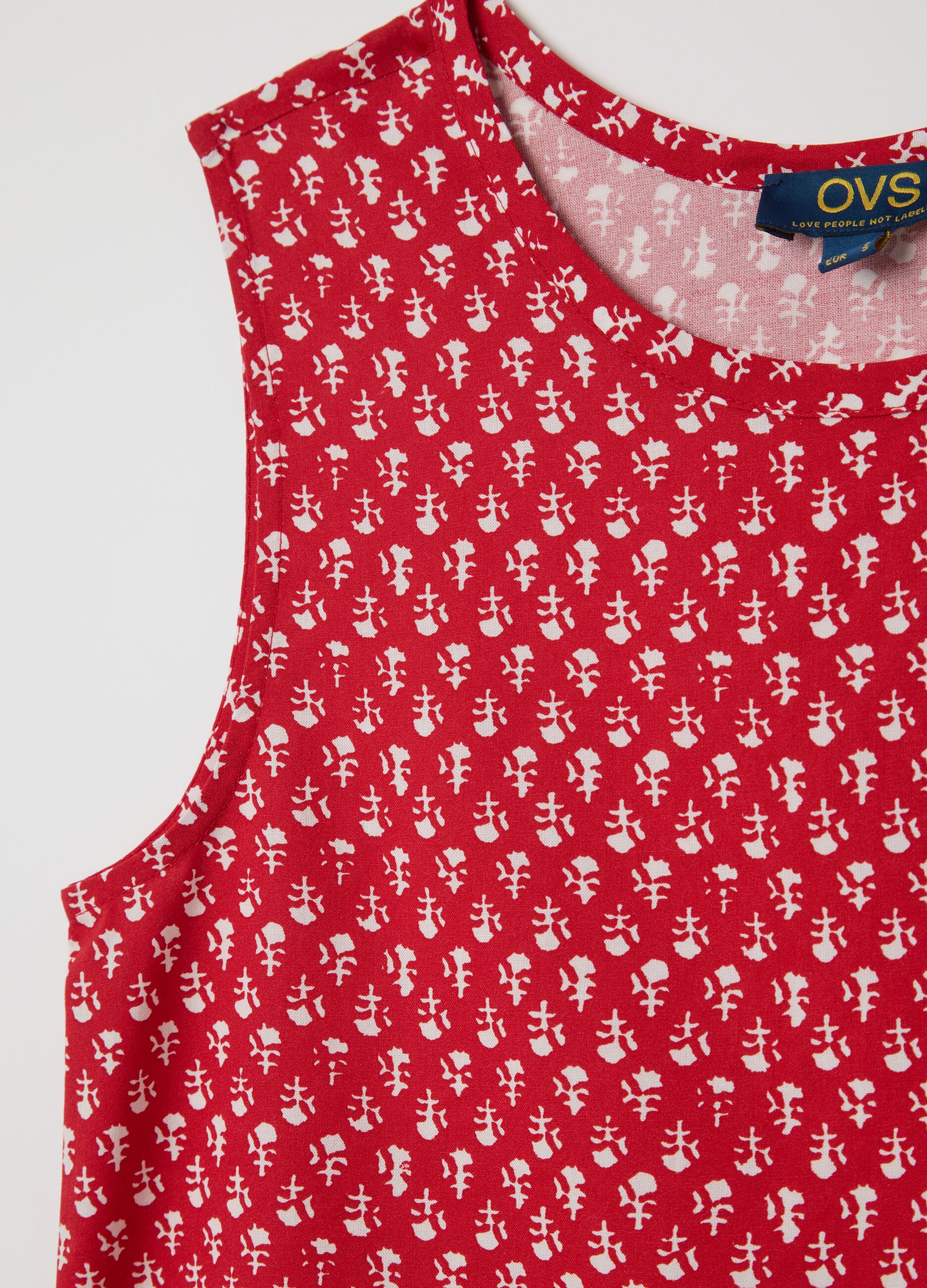 Red sleeveless pure viscose tank top by Ovs