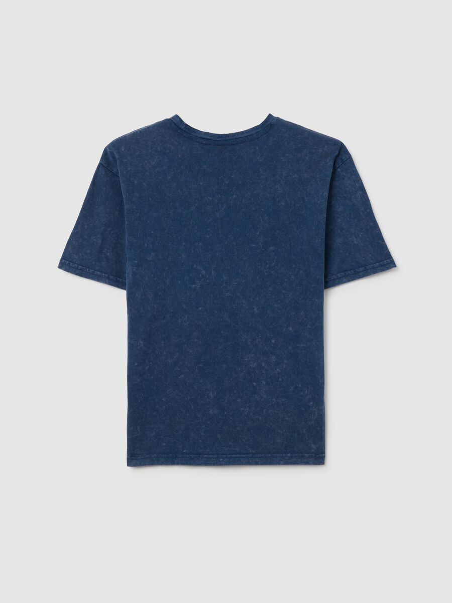 T-shirt da bambino in puro cotone blu regular fit_4