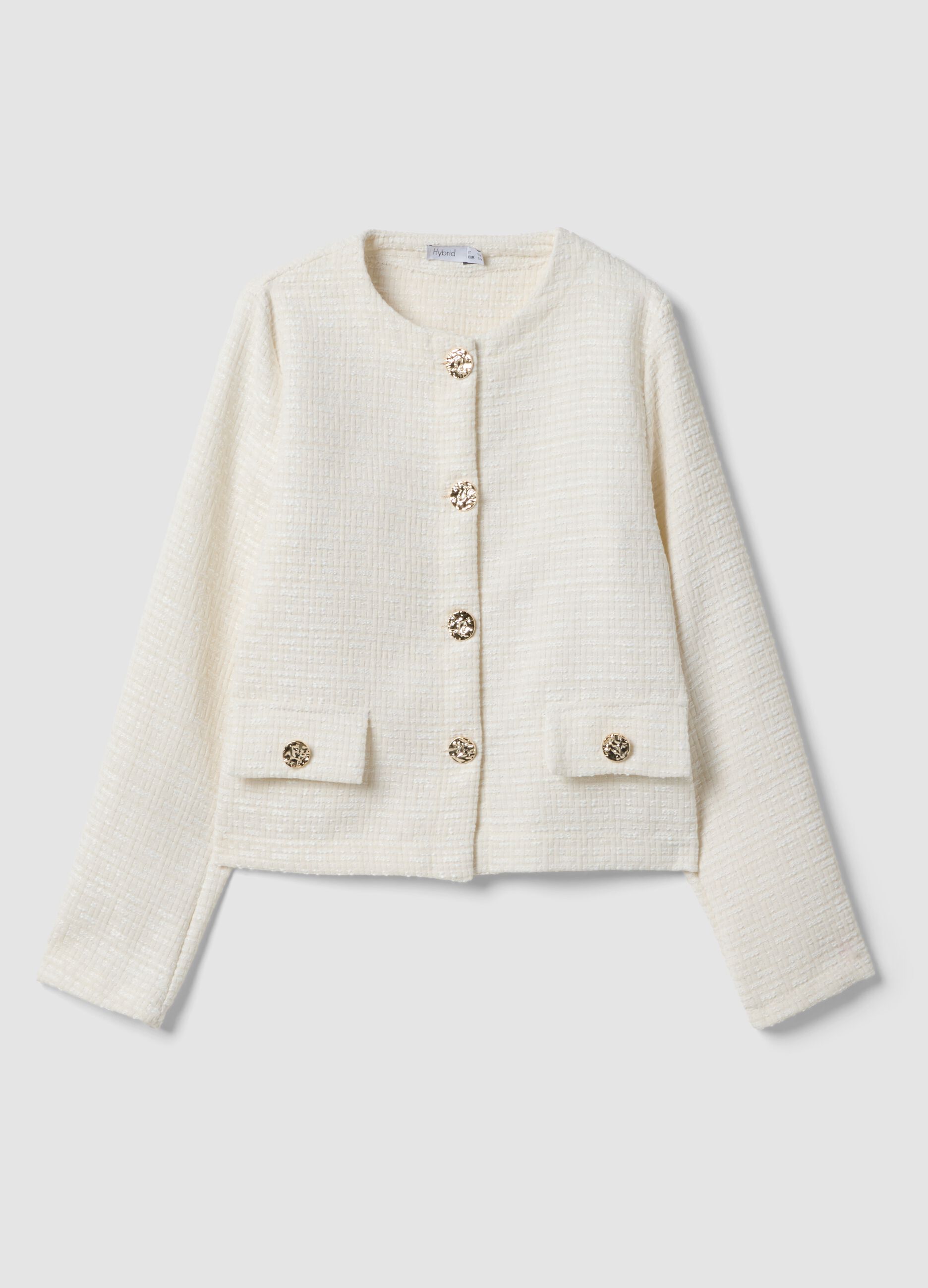 Short white jacket with jewel buttons, regular fit