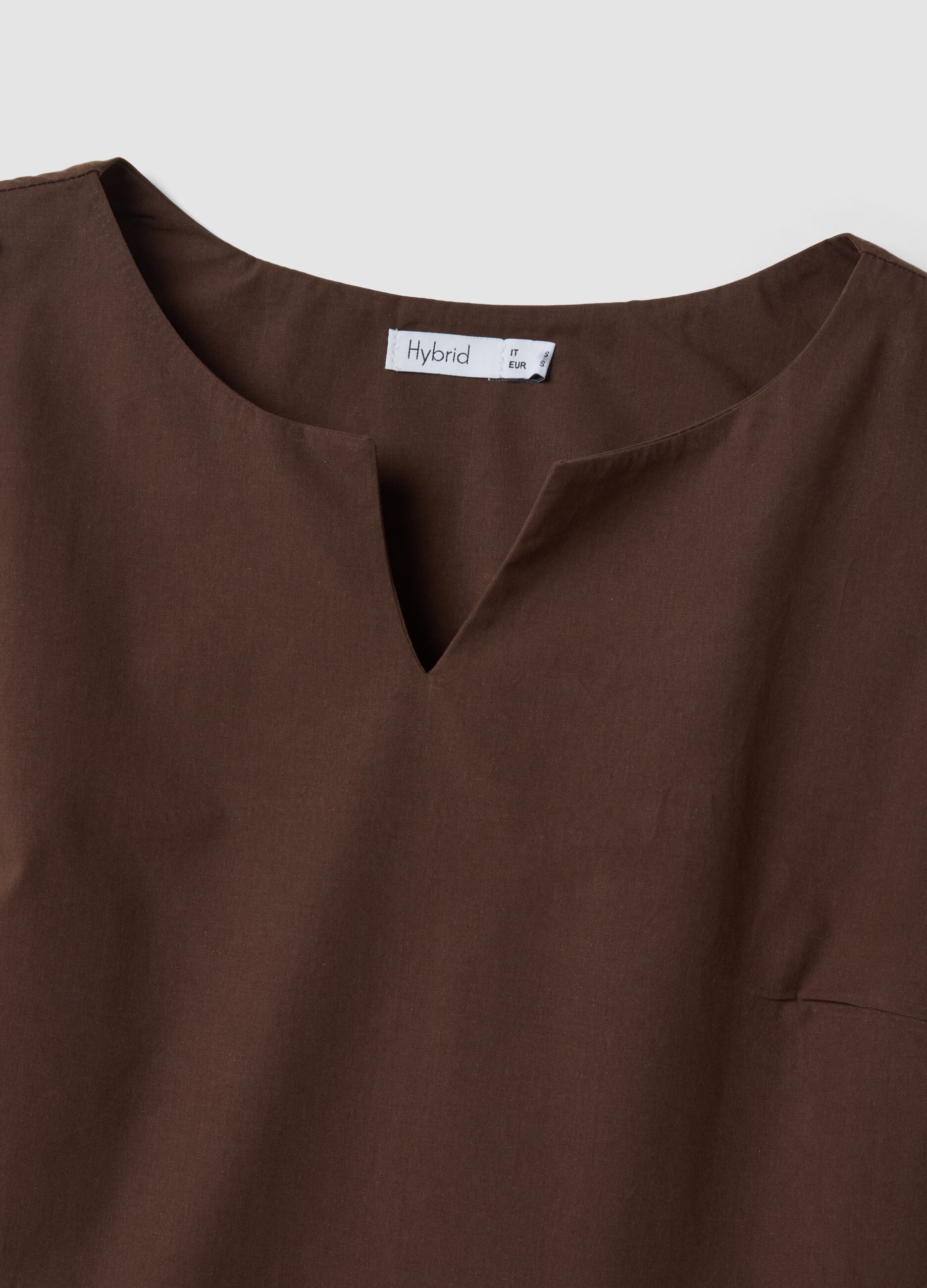 Brown pure cotton midi dress, oversized fit