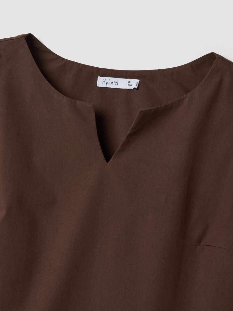 Abito midi marrone in puro cotone over fit_5