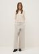 Beige wide-leg stretch cotton chino trousers regular fit_0