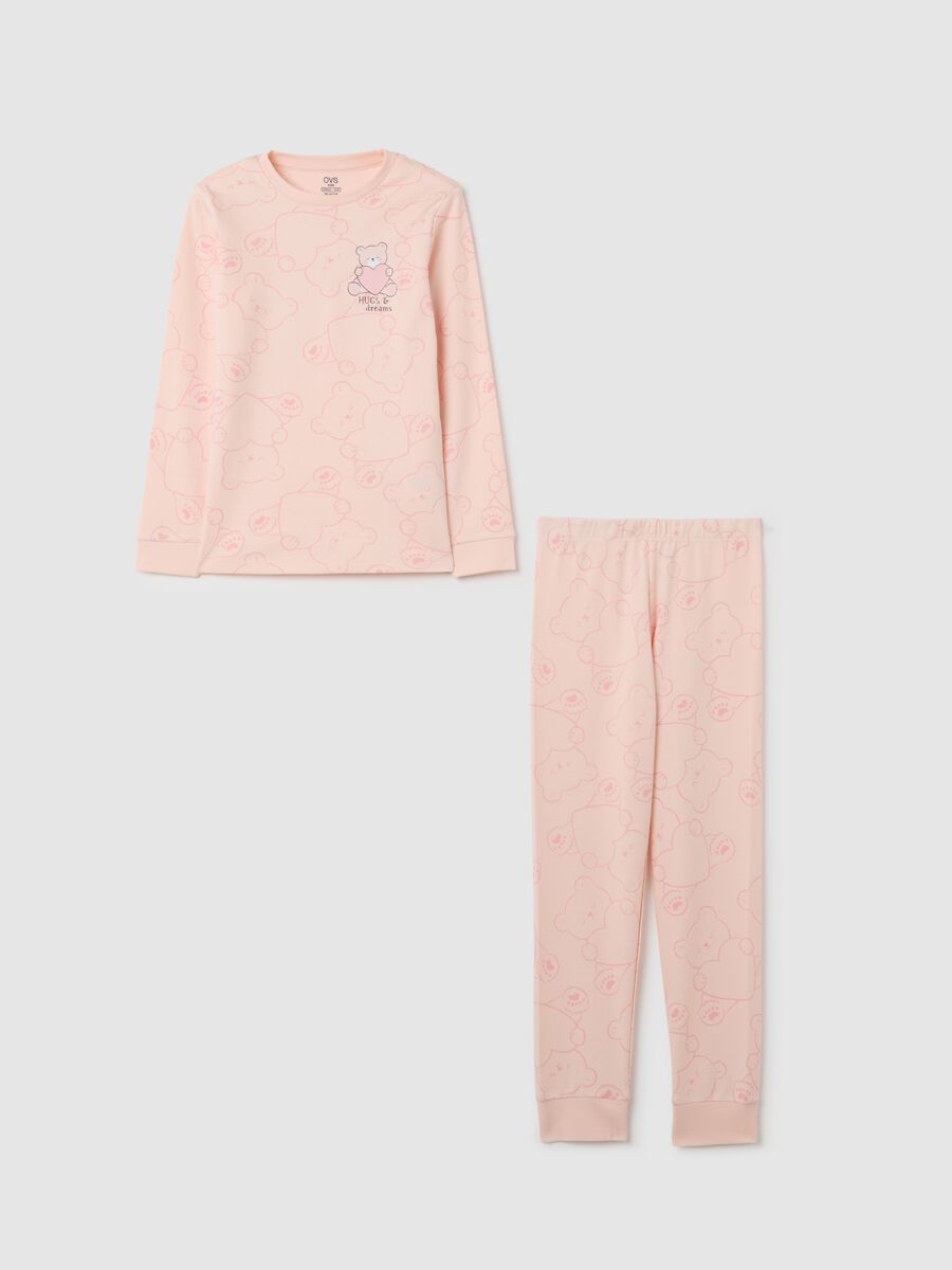 Girls' pink cotton pyjamas, regular fit_0