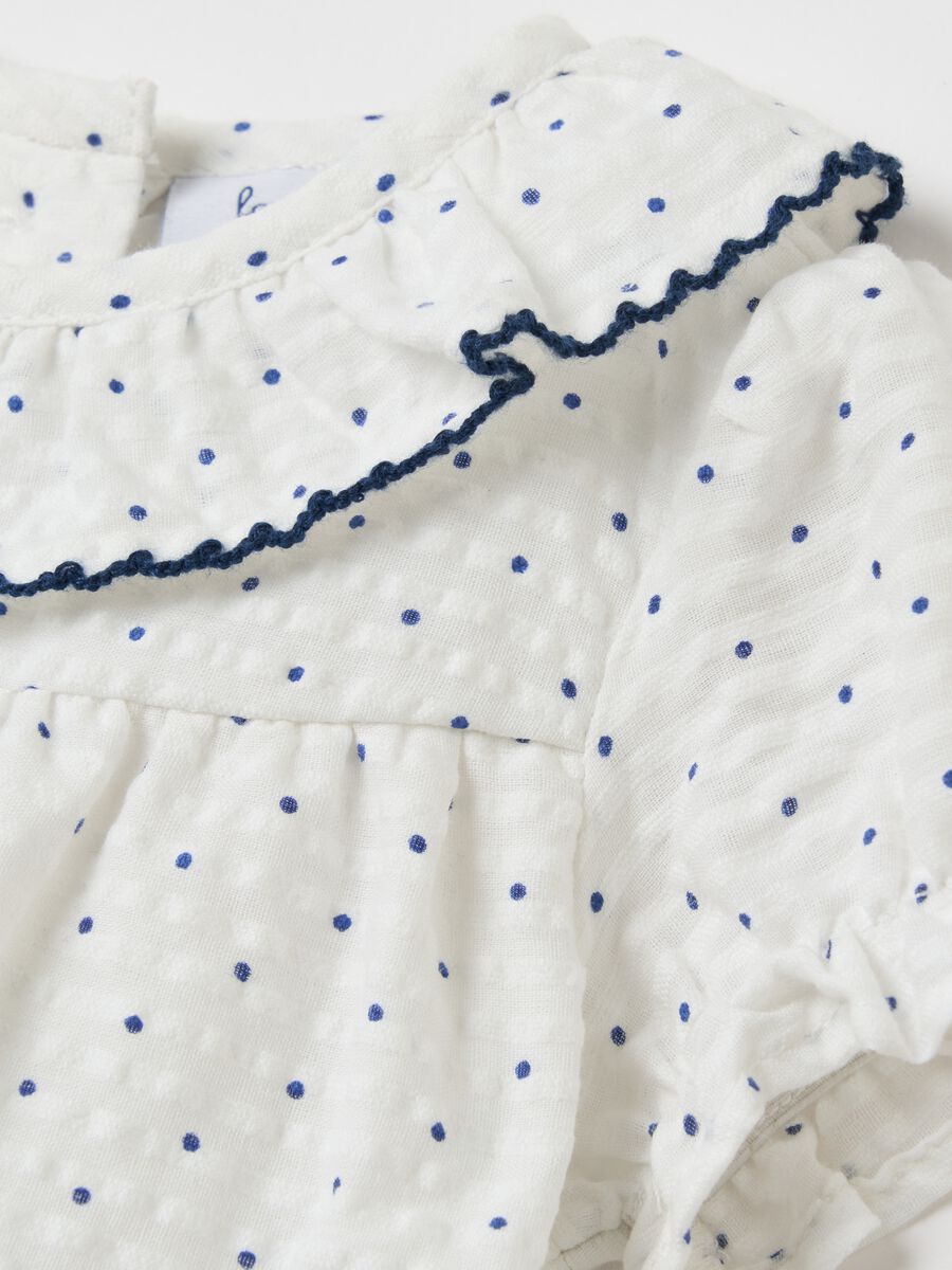 Romper suit with striped motif polka dot pattern_2