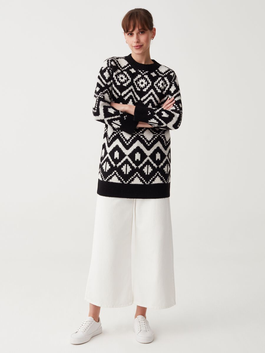 Abito corto con motivo norvegese jacquard_1