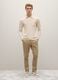 Beige regular fit twill and stretch cotton trousers_0