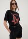 Black short-sleeved pure cotton T-shirt with graphic print_0