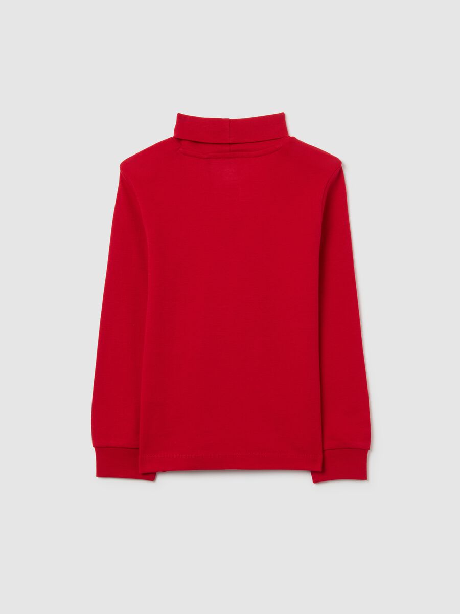 Kids' red high-neck cotton jumper, regular fit_1
