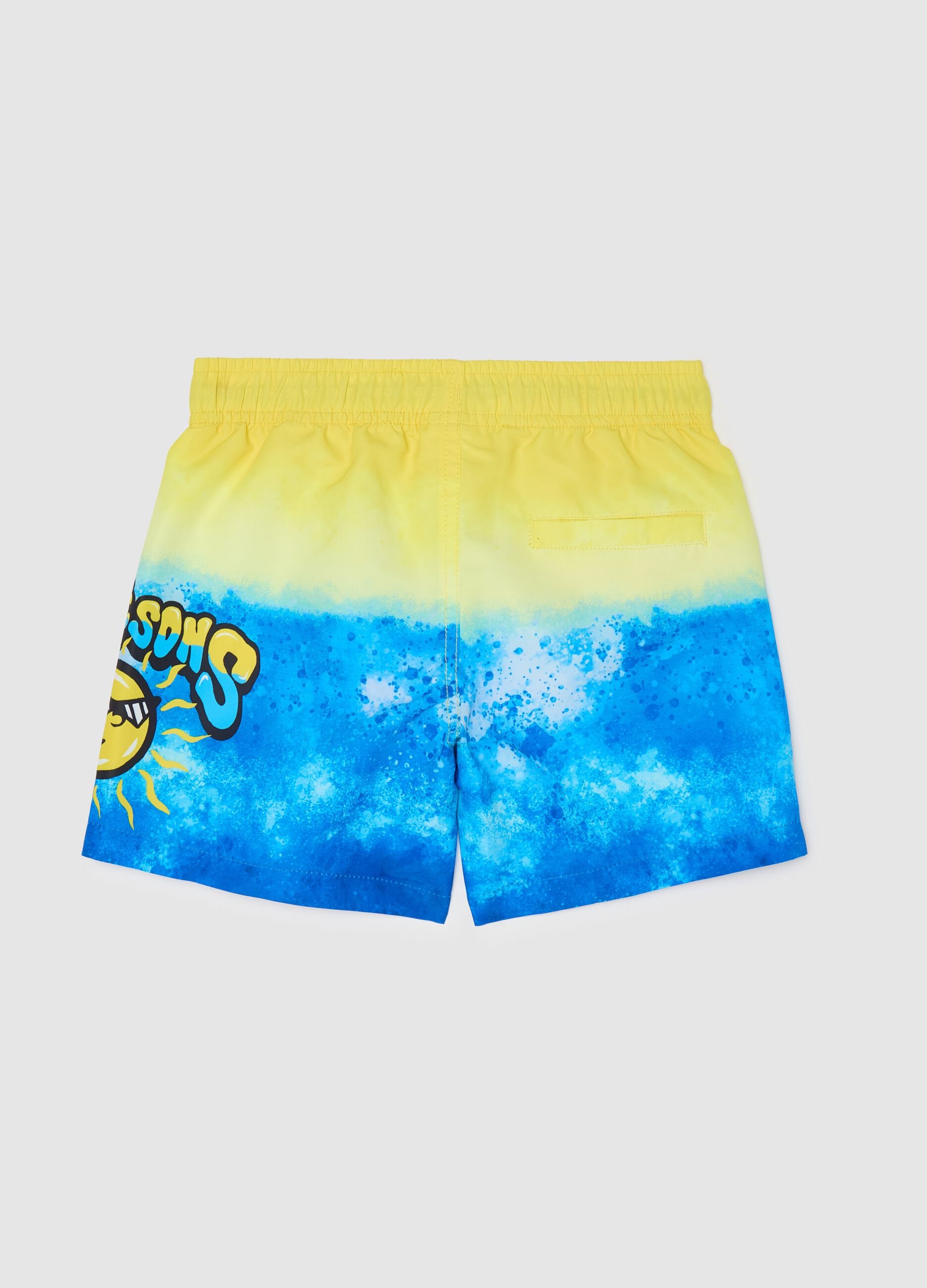 Yellow and blue swim boxers for kids