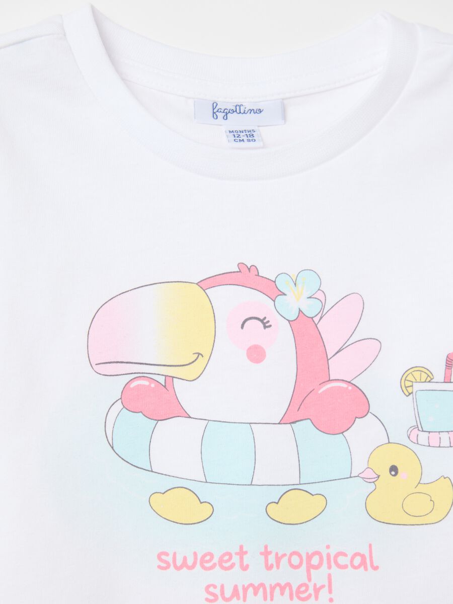Two-pack white and pink T-shirts in cotton with print and embroidery_3
