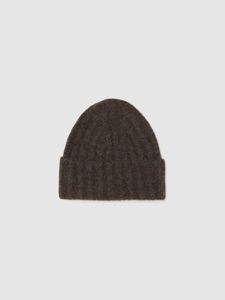 Brown Wool Mix Beanie_0