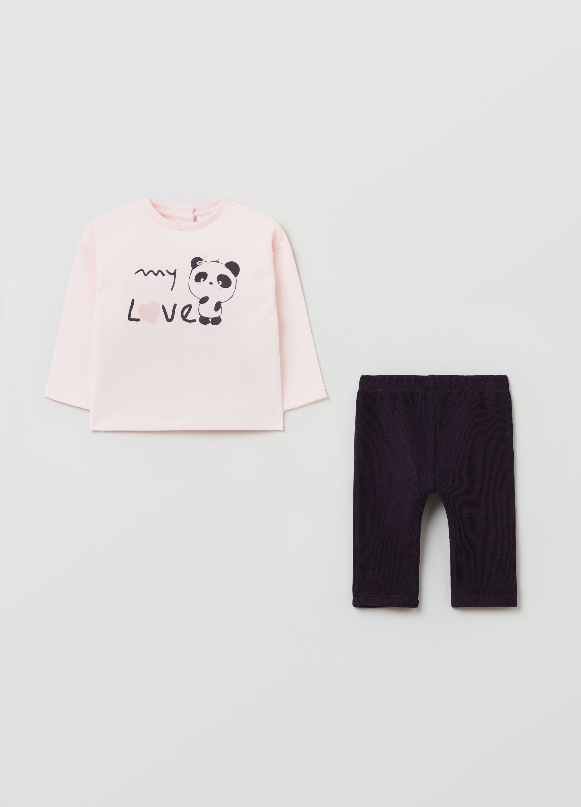 Set t-shirt con stampa e pantaloni_0