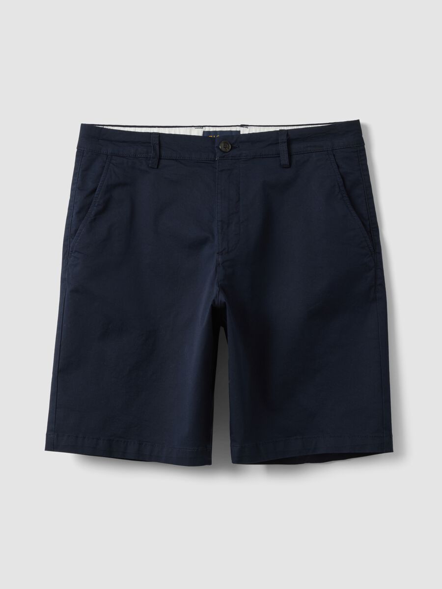 Shorts chino in cotone elasticizzato blu regular fit_0