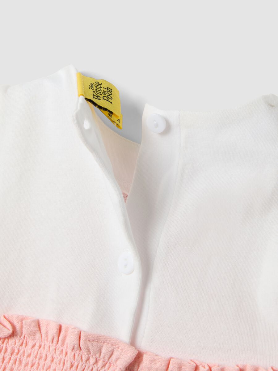Pagliaccetto rosa in misto cotone e lino con ricamo Winnie The Pooh per neonata_3