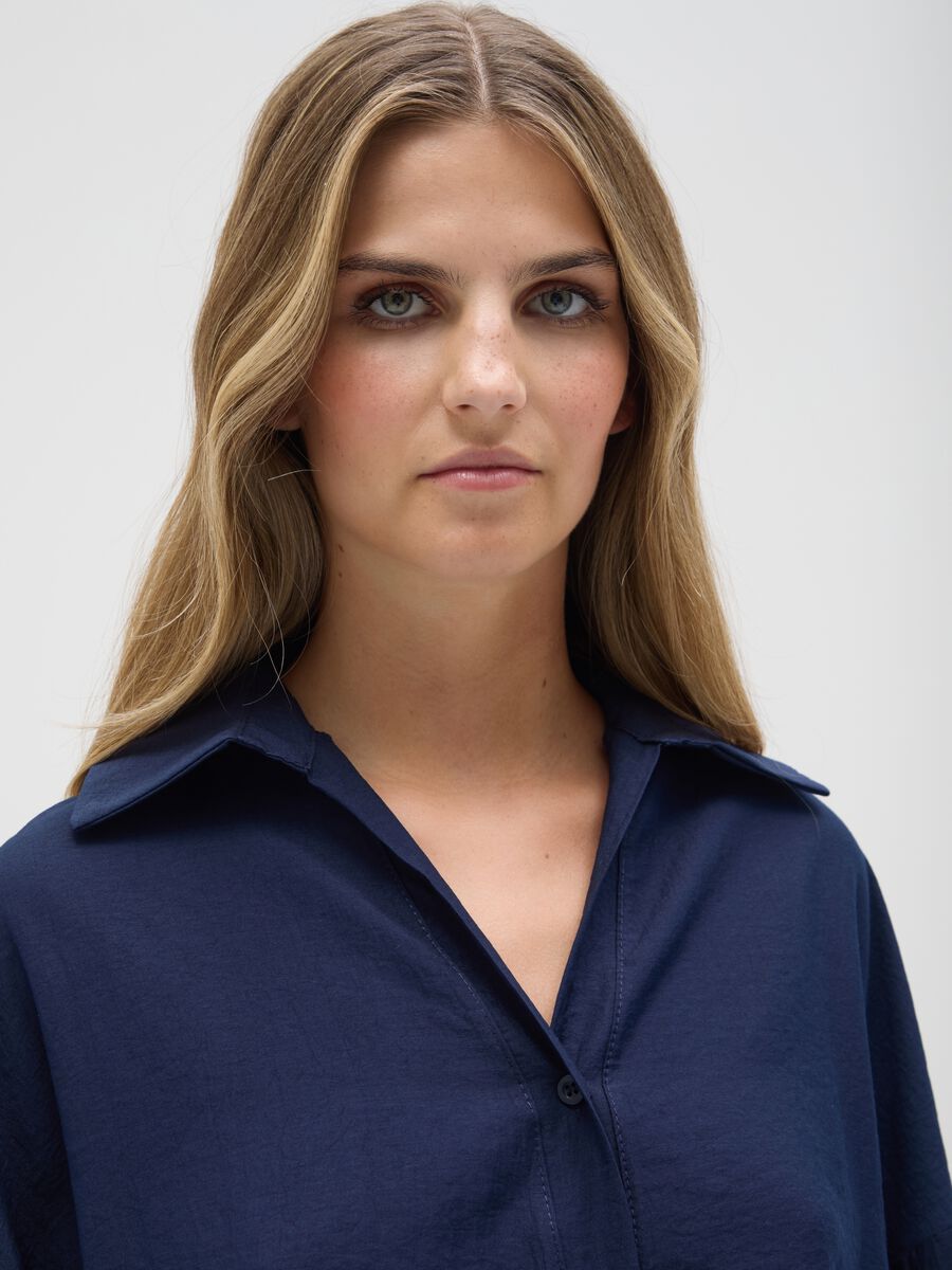 Women's blue blend shirt in regular fit_3