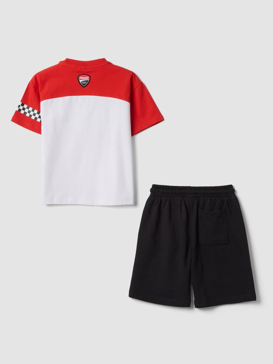 Red stretch cotton set with T-shirt and shorts for boys, regular fit_1