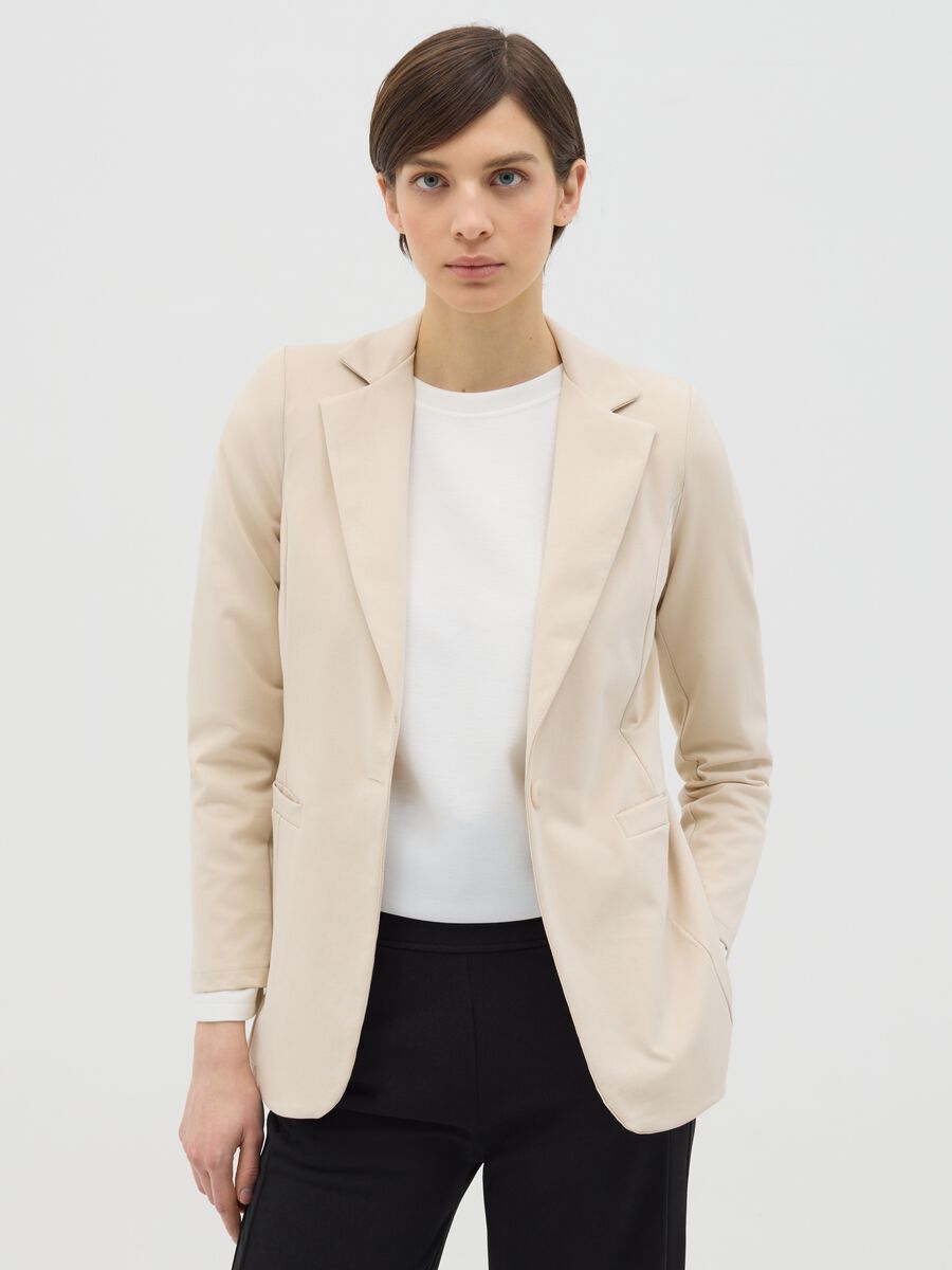 Blazer monopetto beige_0