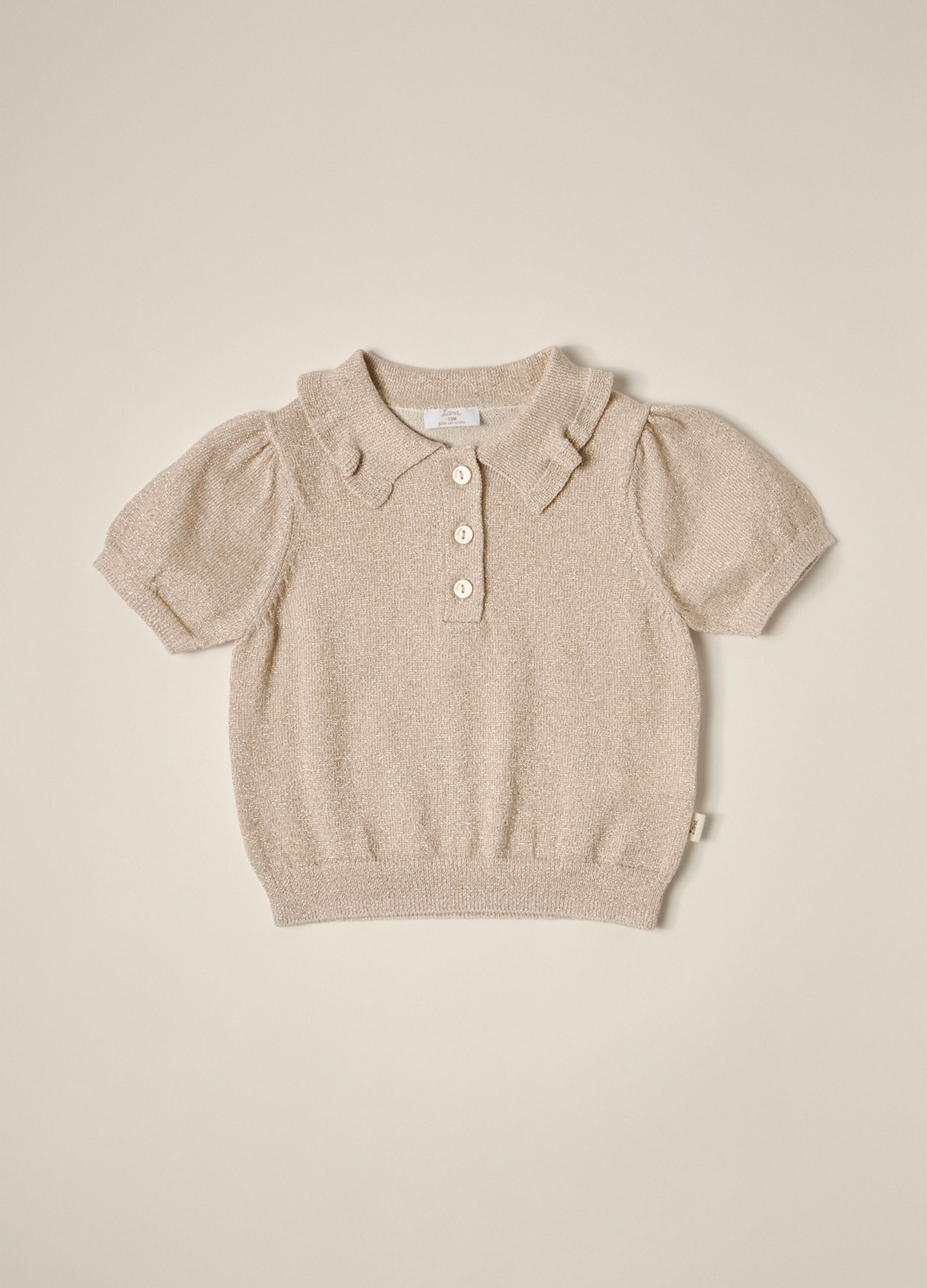 IANA newborn girl knit polo shirt in cotton blend