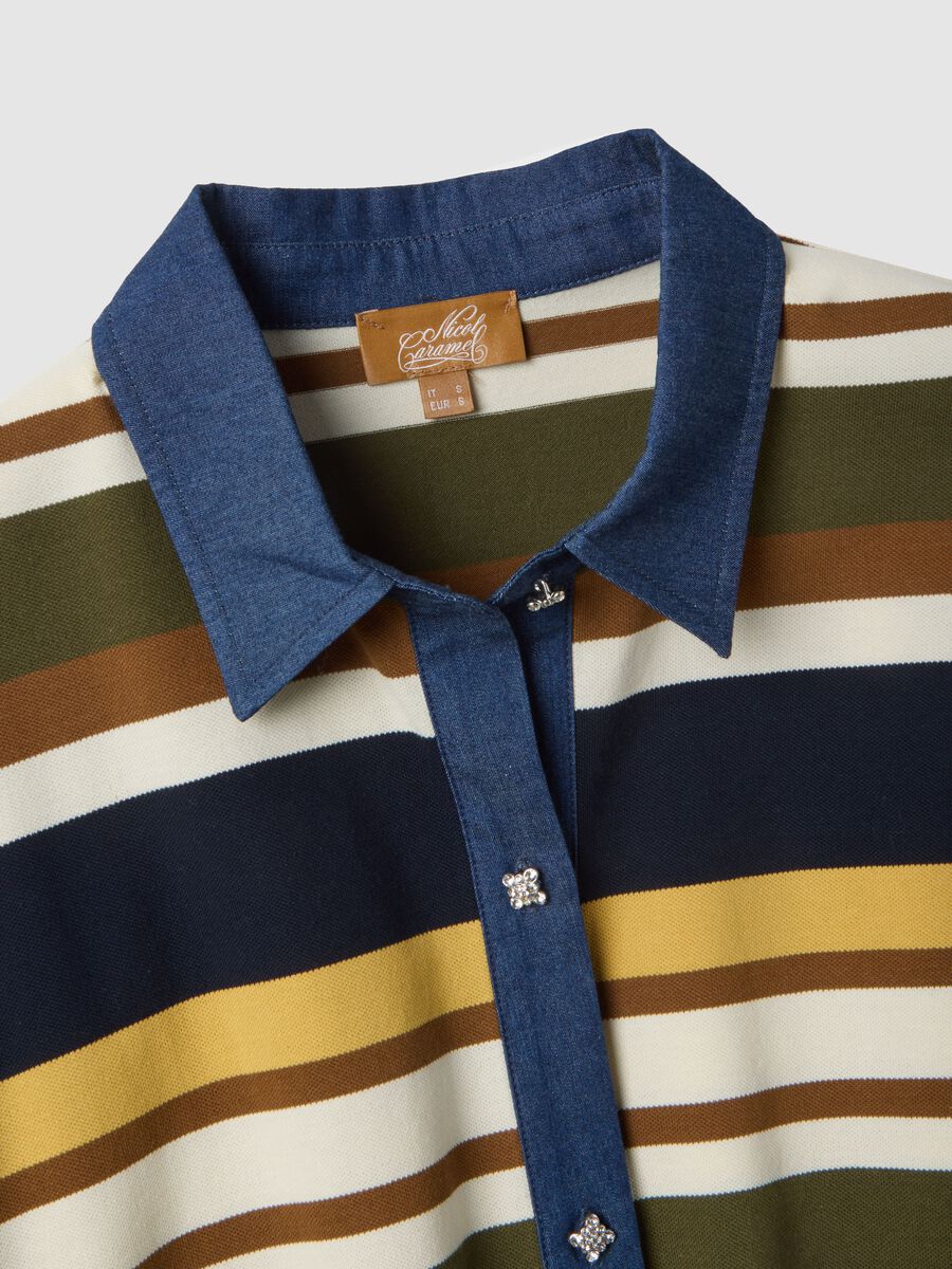 Polo a maniche lunghe premaman multicolor in cotone elasticizzato_5