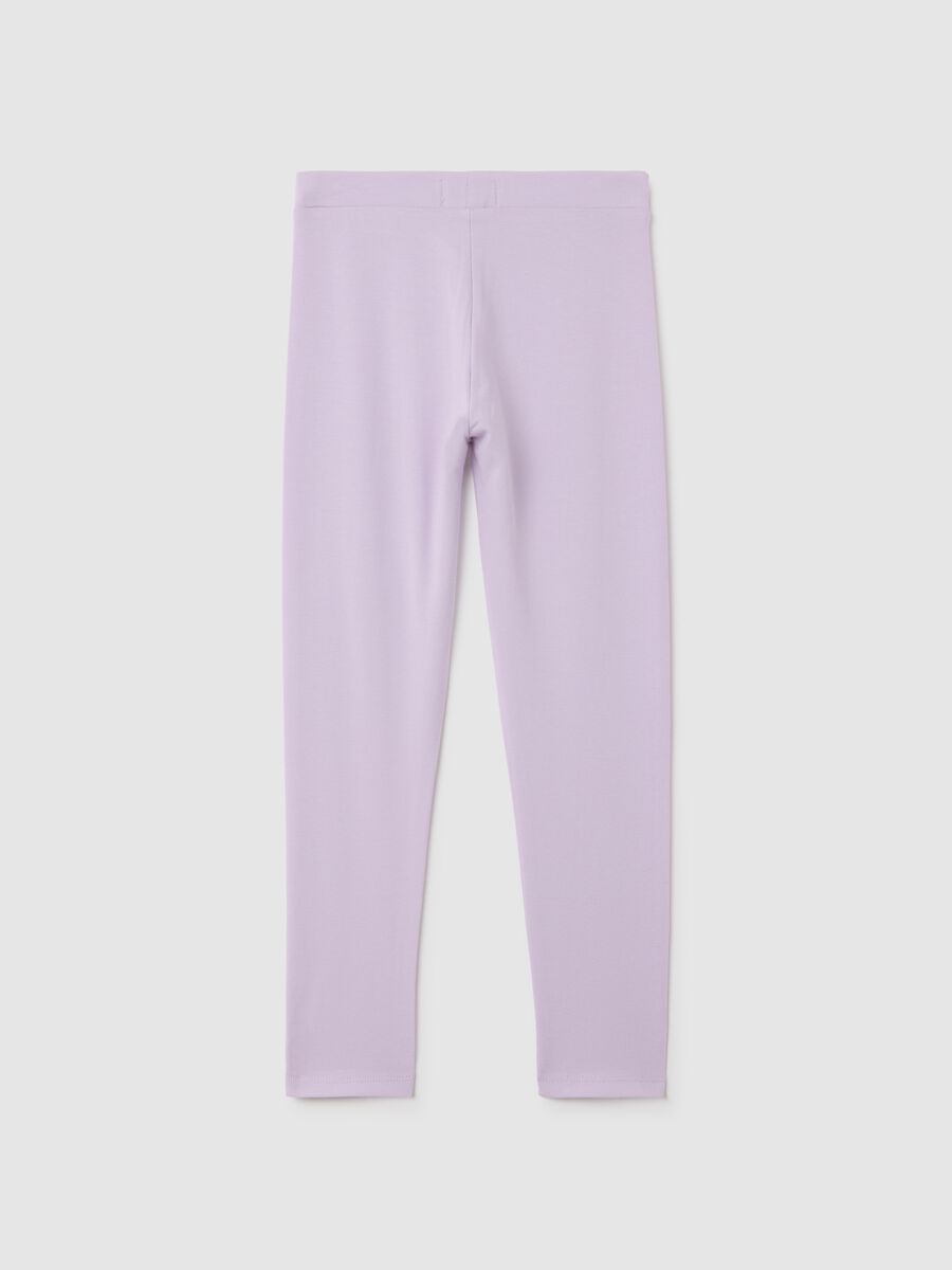 Purple cotton girl's leggings with rhinestones_1