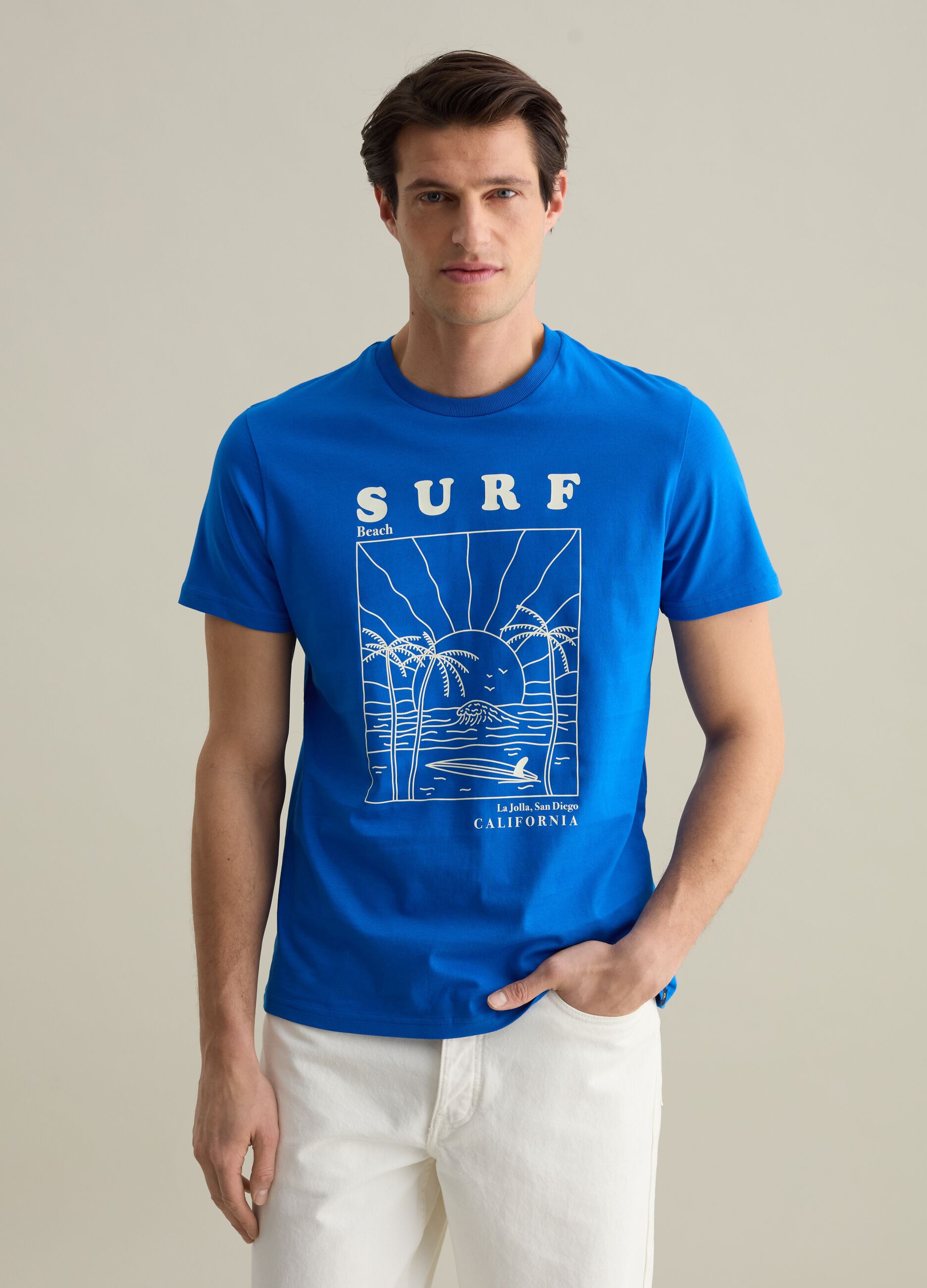 Blue T-shirt with California surf graphic print