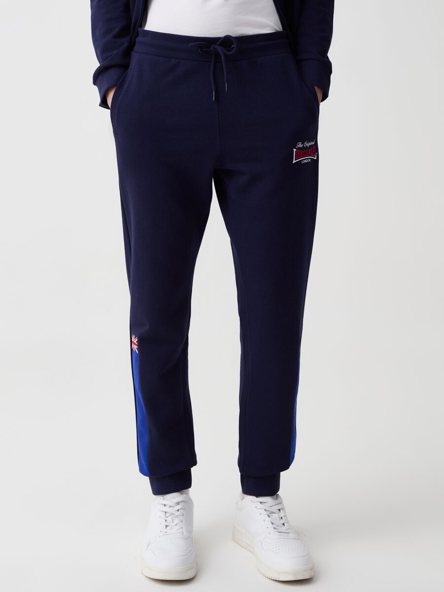 Joggers with logo embroidery and contrasting inserts_2